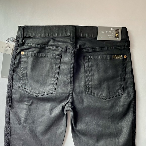 Women's 7 For All Mankind Lace and Coated In Black Jeans - Picture 6 of 10